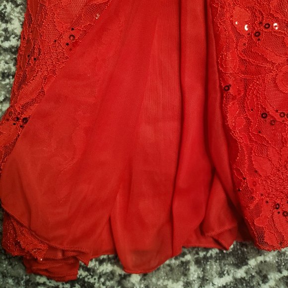 SOLD Red Sleeveless Sequin Fabric dress for Girls - Picture 7 of 11